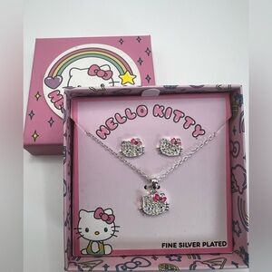 Hello Kitty Rhinestone necklace & earrings